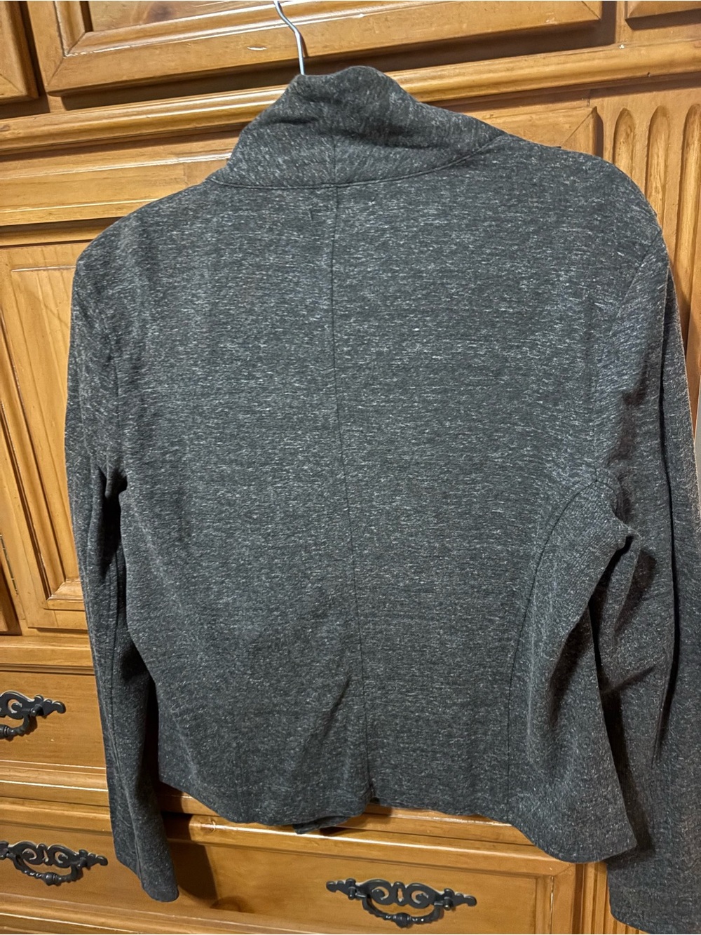 A/X Armani Exchange Heather Charcoal Zip-Accent Shawl Collar Top